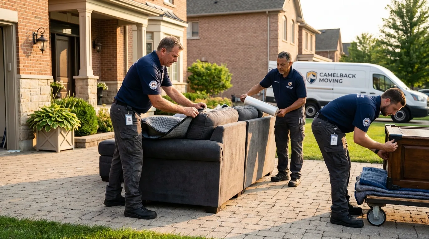 Large estate moving crew wrapping furniture in Macungie, PA